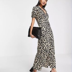 ASOS DESIGN ultimate midi tea dress in leopard print size large